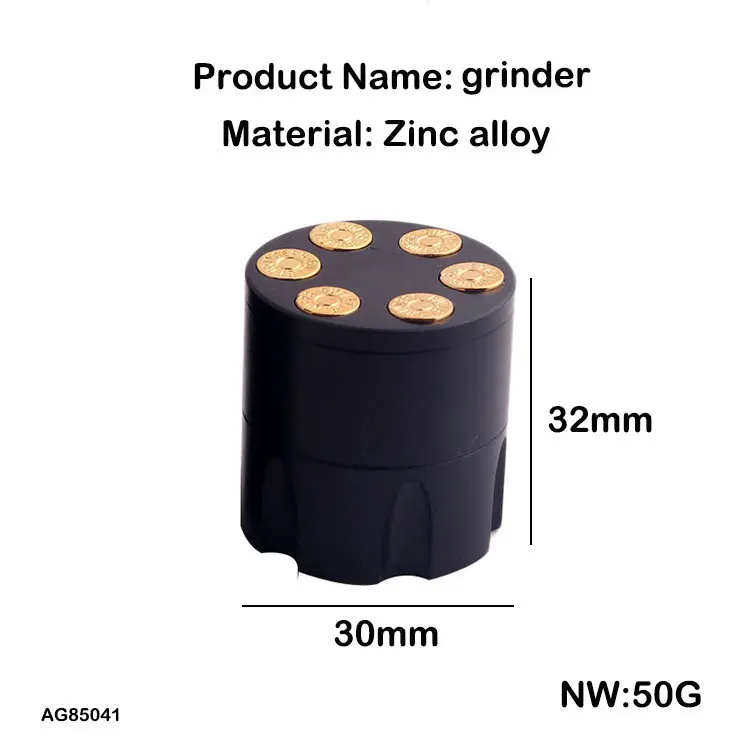 Hot Sales Small Custom LOGO 3 Parts Metal Grinders High Quality Zinc Alloy Mini Grinder 30mm Bullet Clip Herb Tobacco Grinder