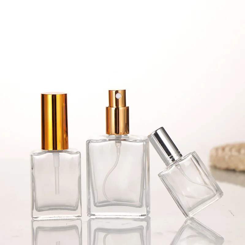 50ml Empty Glass Perfume Spray Bottle Rectangular Gold/Silver Wholesale Bulk