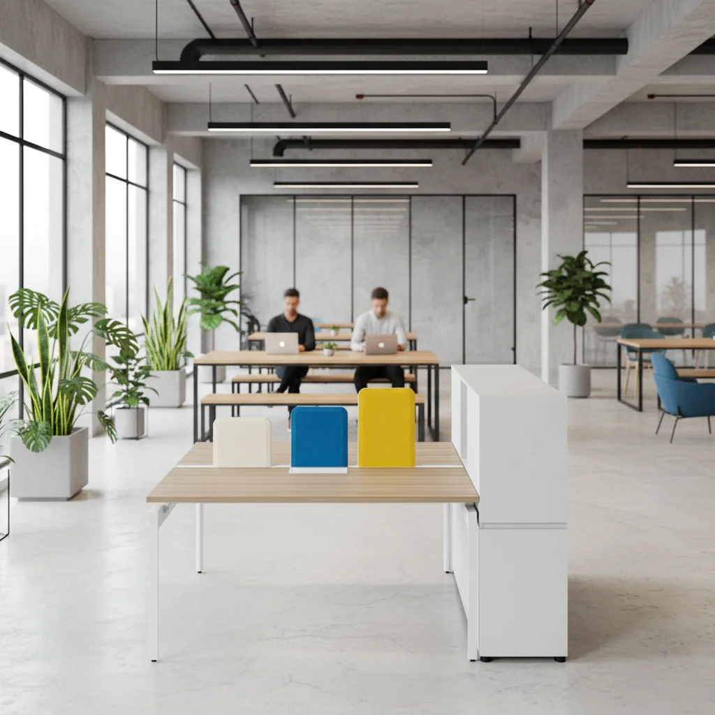 Small Team Work Desk Steel Frame Cable Management Ergonomic Design Modern Business Setup Office Desk Workstations 3