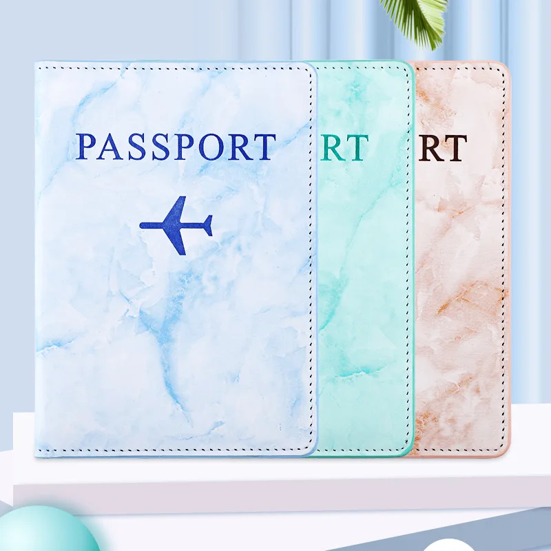 Marble Passport Cover Holder Custom Logo Accepted Travel Pu Leather