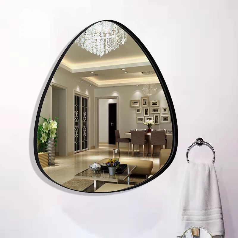 design vanità grande grande grande oro nero in metallo incorniciato  asimmetrico decorazione del corpo pieno appeso specchio a parete specchio  miroir espejo spiegel