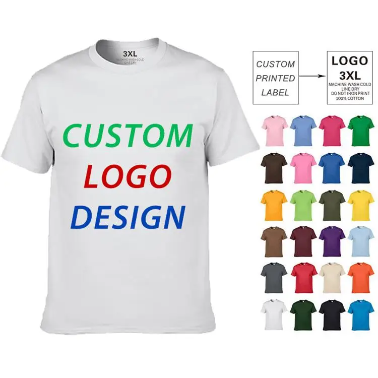 2022 Custom Logo Printing Tshirt Round Neck Blank Short Sleeve 100% ...