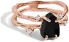 Anello in oro rosa con ossidiana nera