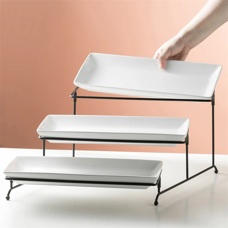Modern Afternoon 3 Tier Catering Serving Trays Buffet Party Porcelain