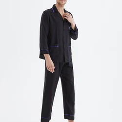 custom 2pcs set long sleeve mens 100% Silk pajama silk private label mens pajamas set NO 4