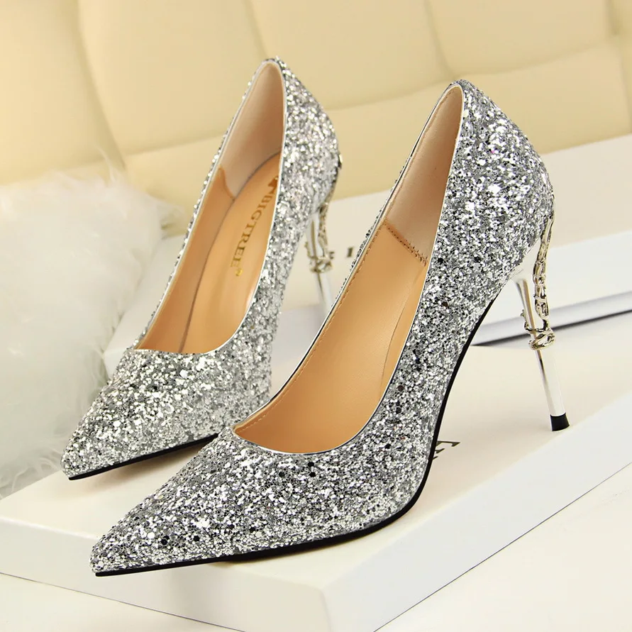 Shop Our Collection of Black Party Heels Nude Glitter Shoes