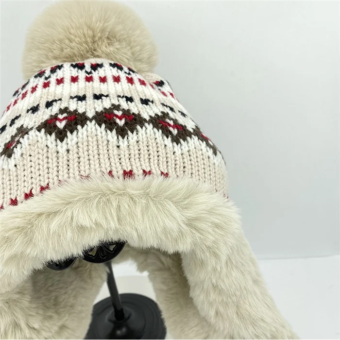Wekity Wool Lining Bonnet pour femme Chapeau tricoté, Ensemble de masque  d'écharpe d'hiver, Chapeau chaud pour fille, Casquette de cache-oreille  avec pompon-lavande