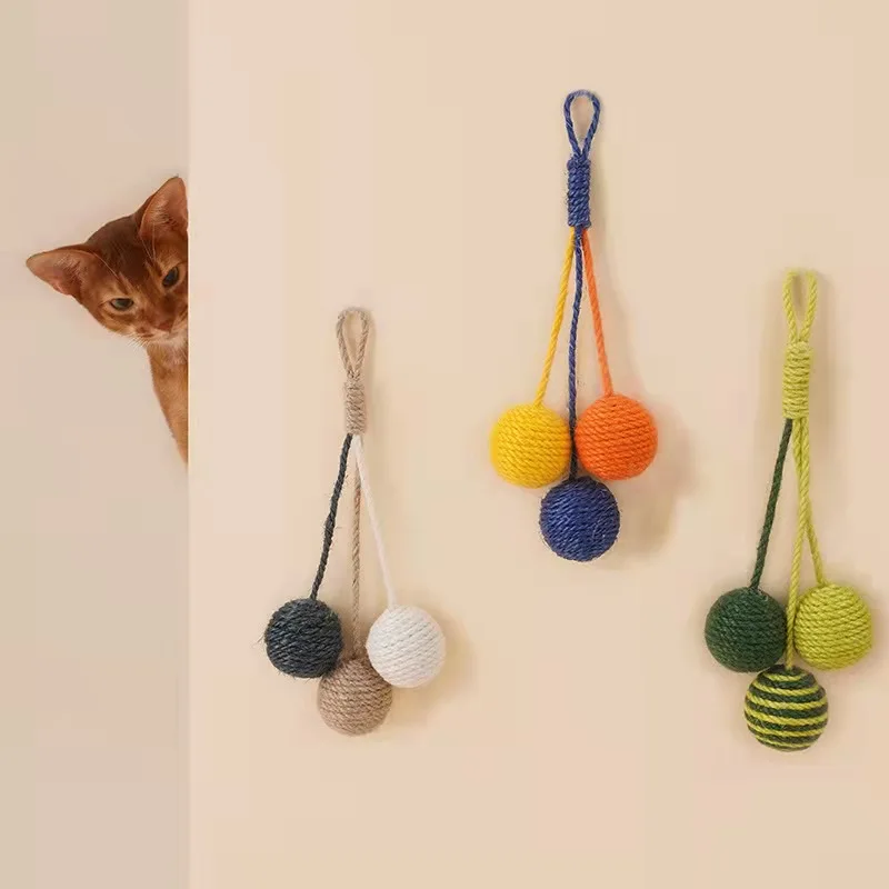 Высококачественные цветные сизальные веревочные шарики, игрушки для кошек