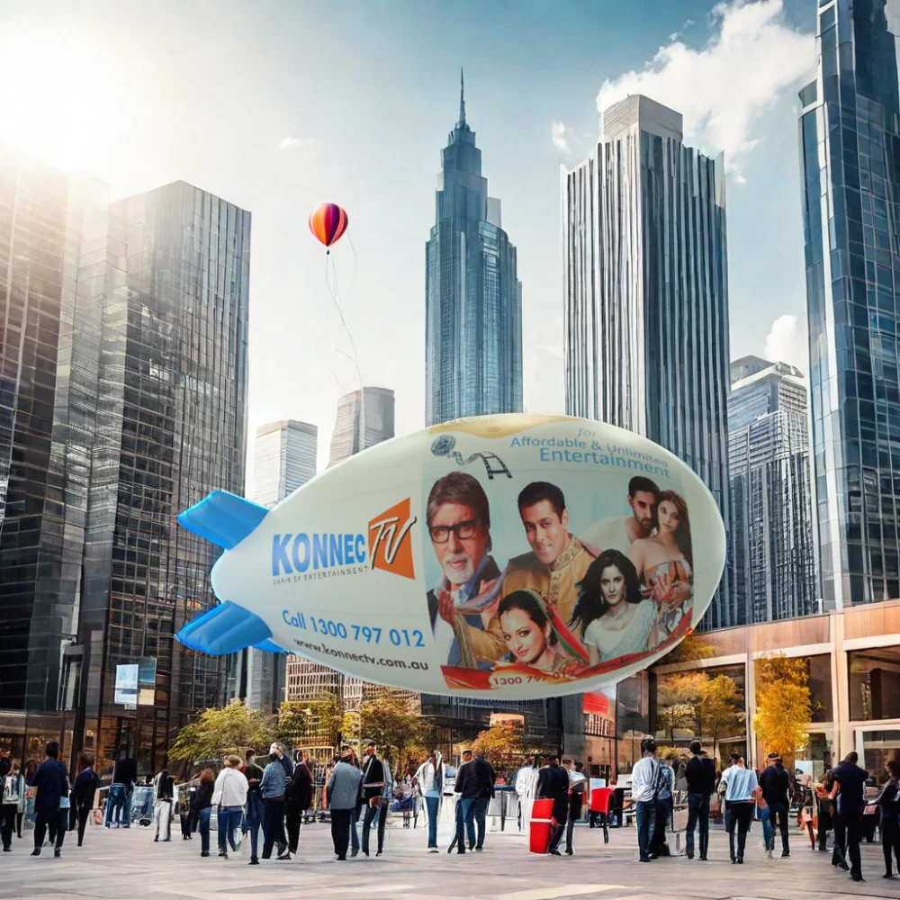 Digital Printing PVC Business Advertising Balloon 5m Inflatable Helium Airship with LOGO Print air Blimp for Promotion Show