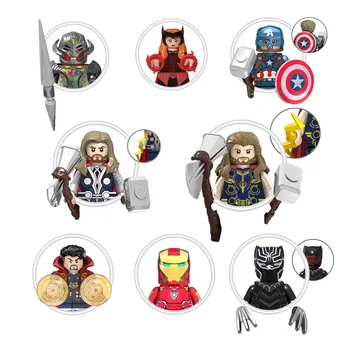 Marvel Characters Captain Robots Cartoon Mini Action Building Block Plastic Doll Toy Thor Mini Figure Assembled Toy
