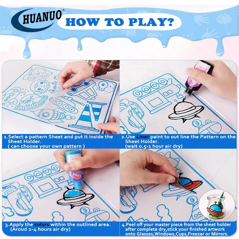 3d Sticky Glue Painting Creation Window Art Diy Drawing Toys Craft Kit for Kids