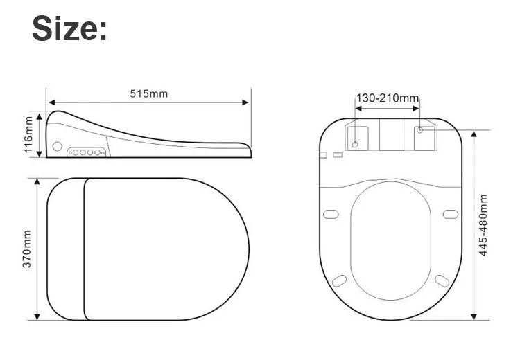 E2100 U Shape Sanitary Ware Remote Control Bidet Smart Toilet