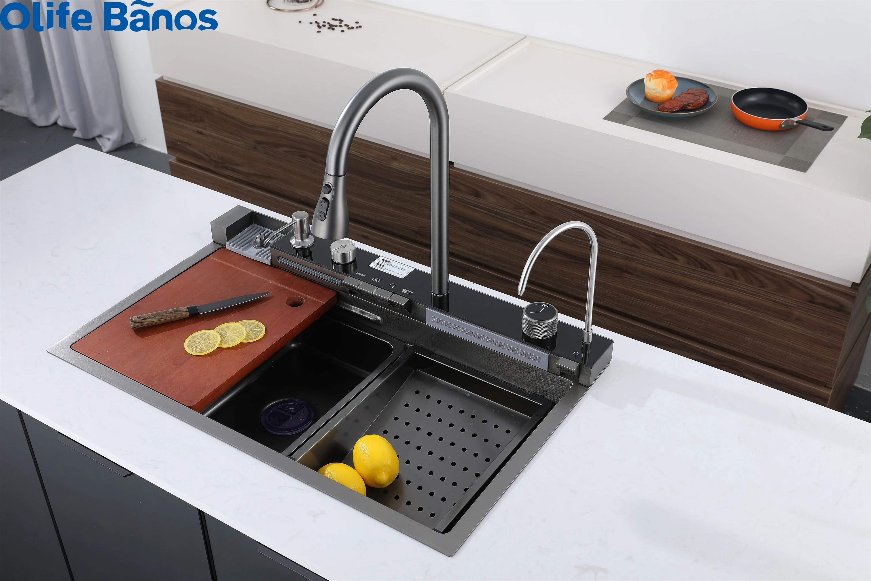 2023 New Trend  Nano Black  Stainless Steel 304 Piano Key Rainfall Fregadero De Cocina Ceramic Farmhouse Kitchen Sink factory