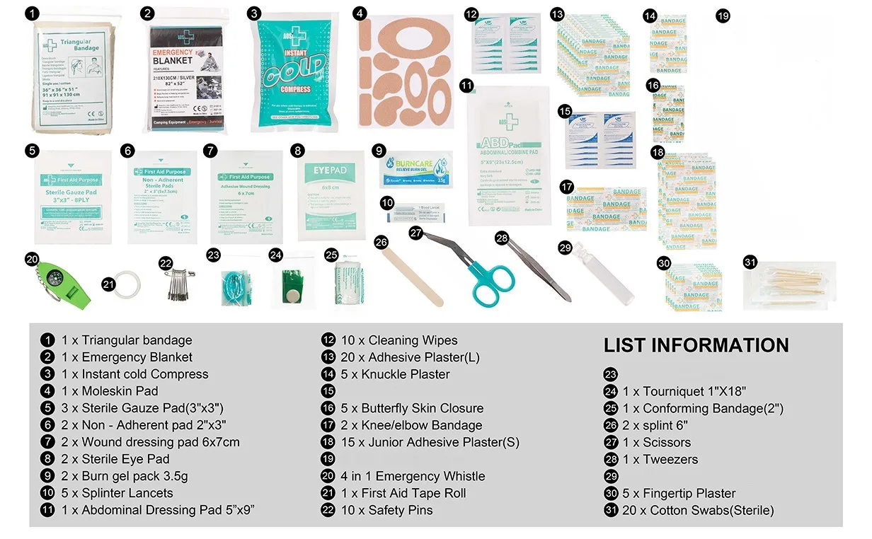 170 Pieces Hard Case And Lightweight First Aid Red First Aid Kit For