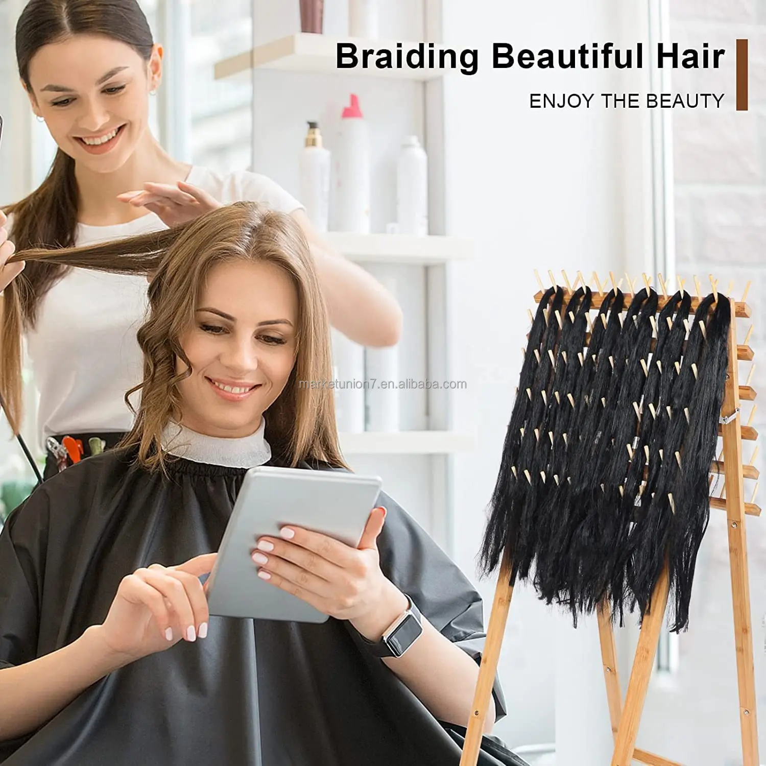 Collapsible Wooden Thread Rack Braids Braid Hair Extension Holder ...