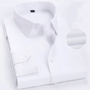 High Quality Men's Slim Shirts white blue Business formal shirt cotton office Men's Clothing Shirts Long Sleeves