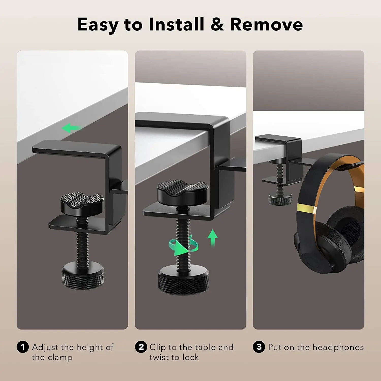 Двойная Вешалка для наушников под стол металлическая подставка гарнитуры держатель игровых универсальный