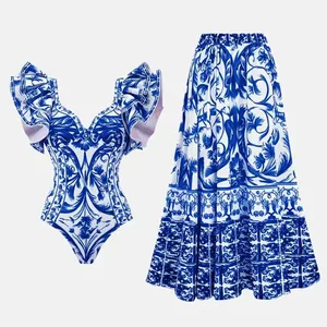 2026 Russia Printing Luxury Swimwear Skirt Bathing Suits for Women