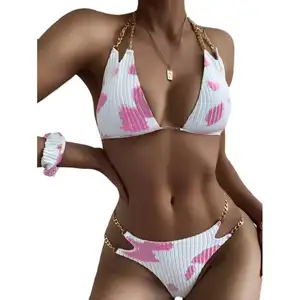 Custom Quality Swimwear Women New Design Hot Sexy Beachwear Beach Summer Cow Pattern Swimsuit Bikini Wholesale Bathing Suits