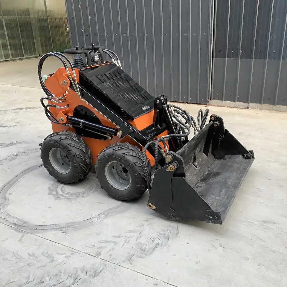 Cheapest Mini Skid Steer  Bucket Mini Wheel  Loader Skid Steer Loader Price Stand on Skid Steer with Bucket