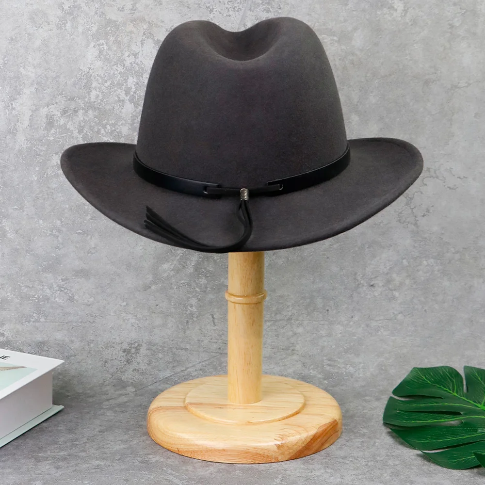 LiHua High Quality Gentleman Hat for Men Vintage Women Elegant Church With Black Leather Belt Flat Brim Wool Fedora Hat