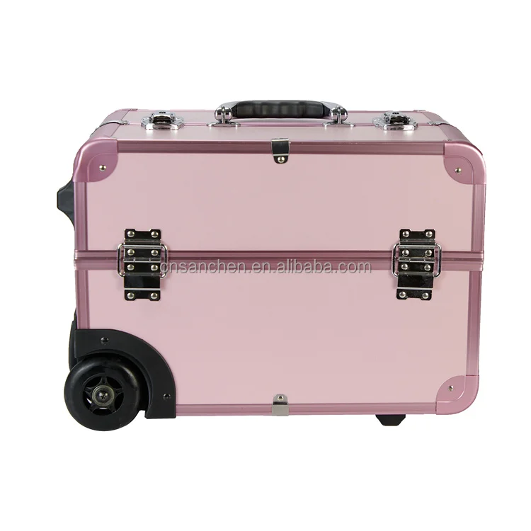 Pull rod cosmetic box aluminum alloy one-way wheel storage box with cosmetic and hairdressing toolbox