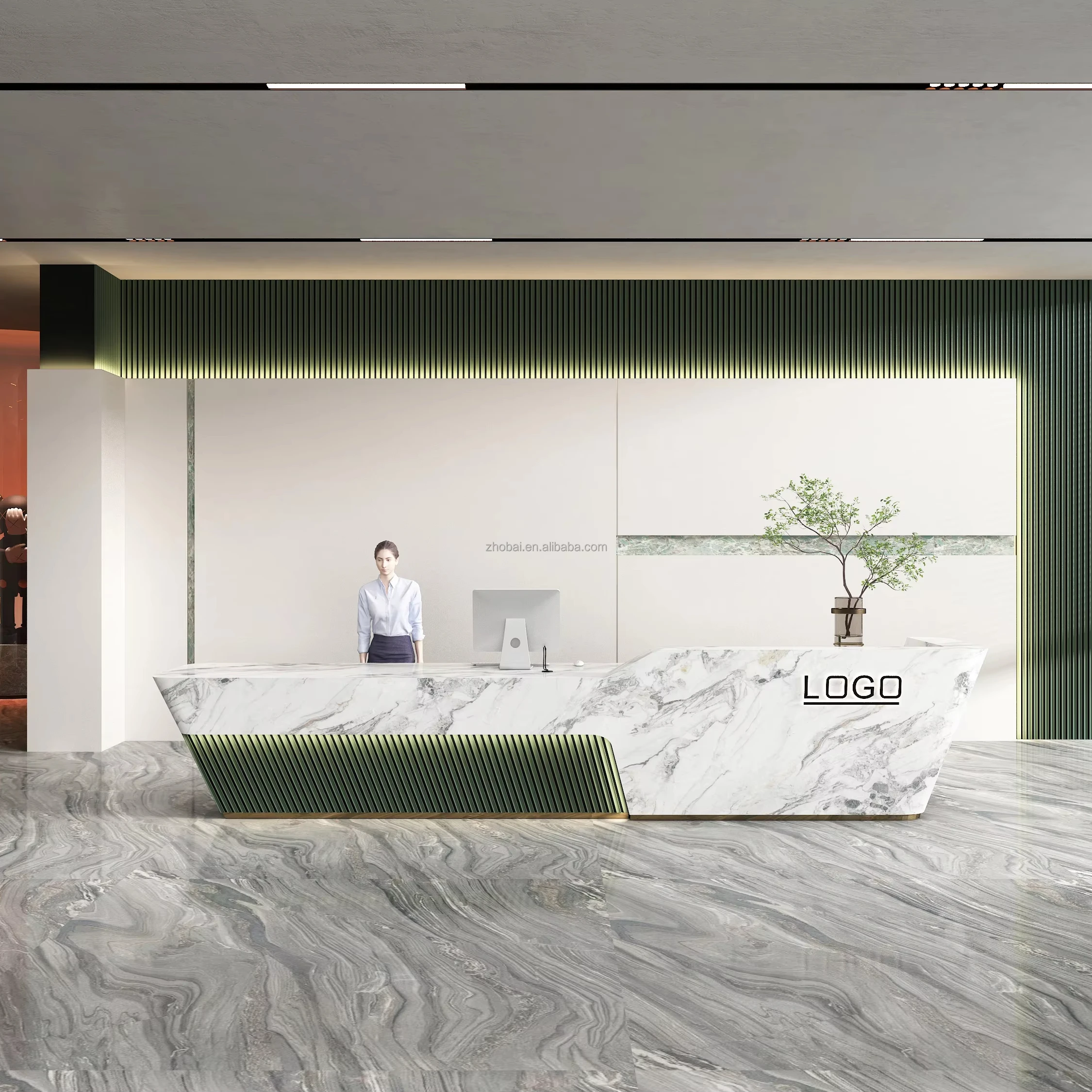 Luxury Customizable Reception Counter Desk for Hotels Salons Offices Schools Gyms & Hospitals LED Light Free Design Installation 2