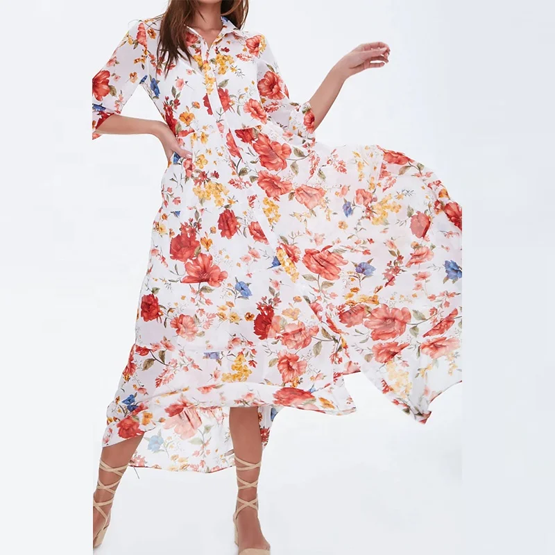 chiffon button down dress