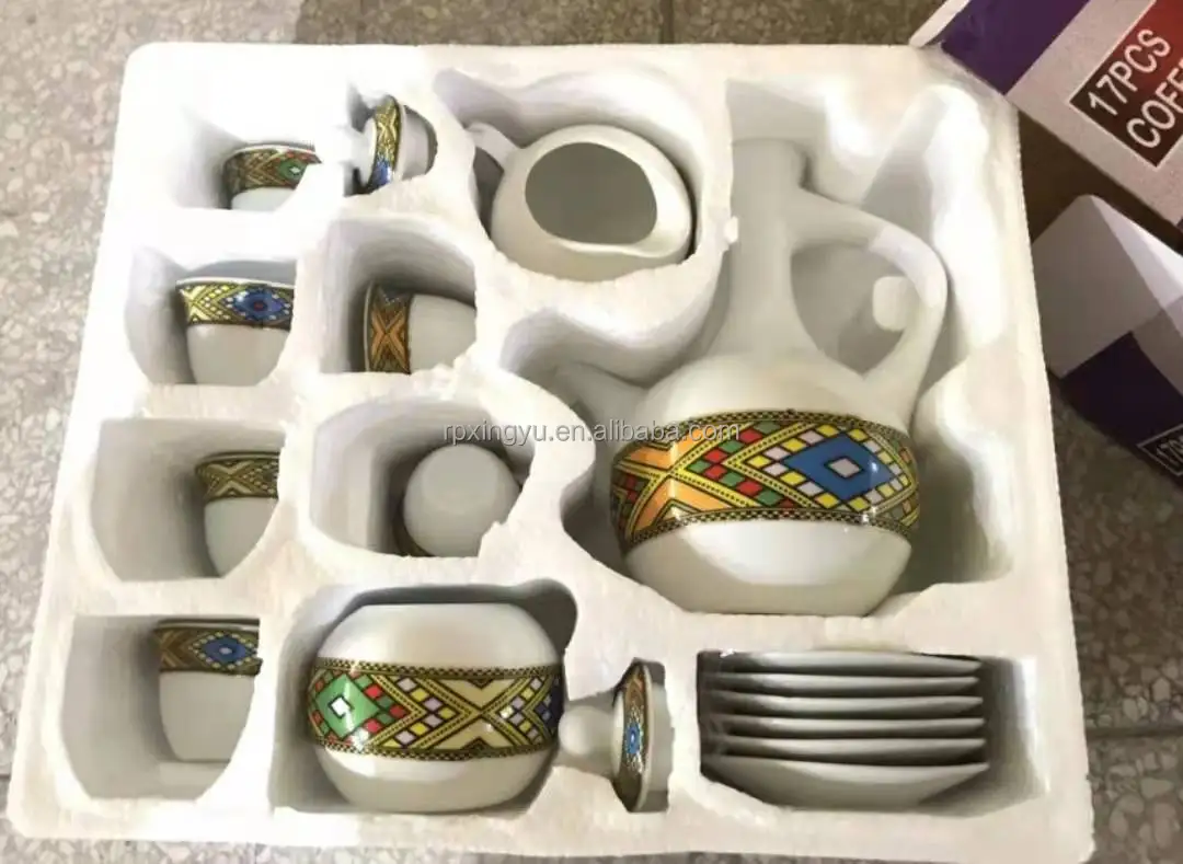 17pcs 23pcs Ethiopian Coffee Cup Set Ebena Rekebot Tilet Sheba Design
