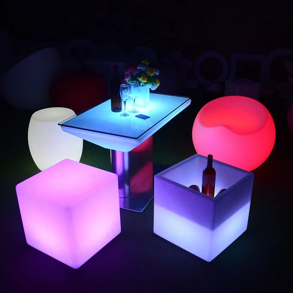 Silla De Plastico Recargable Para Exteriores Mesa De Coctel Led ...