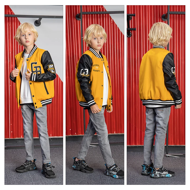 Wholesale Children Varsity Jackets Leather Sleeves New Fashion Winter
