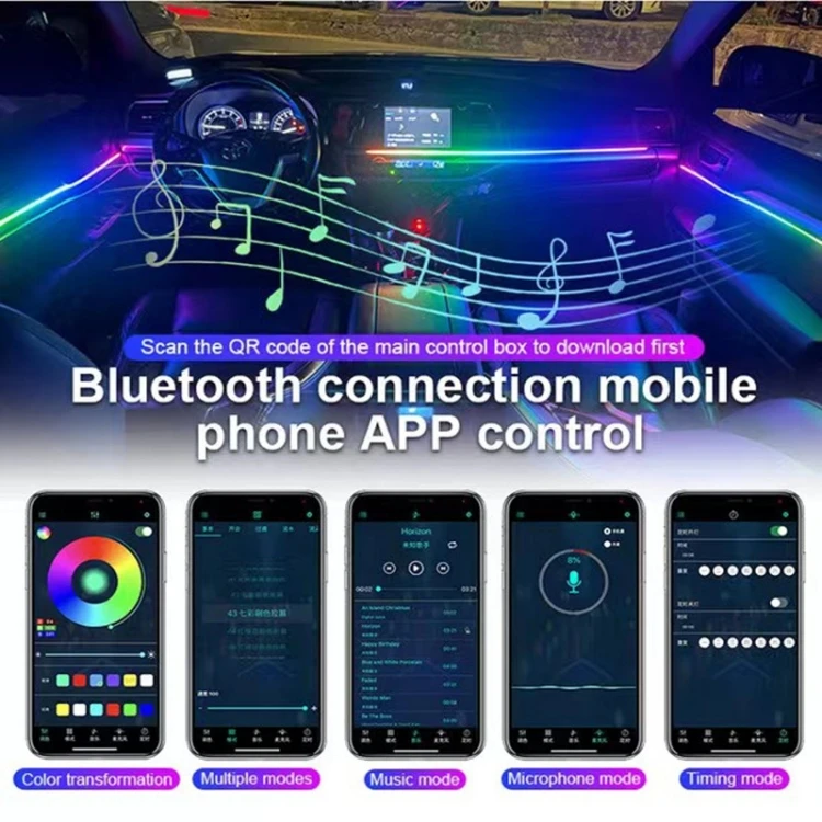 Led Lights For Car Car Interior Neon RGB LED Strip Lights With Bluetooth App Control - 4/5/6 In 1 Decorative Ambient Atmosphere Dashboard Lamp From LED Strips - Price 21.51 Installation Near Me
