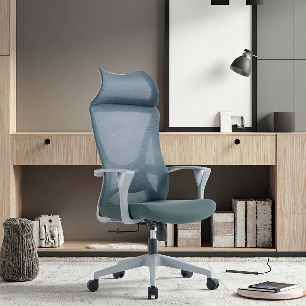 Ergonomic Wingback Design Chair Butterfly Frame Ventilated Backrest High Resilience Foam Office Function 5