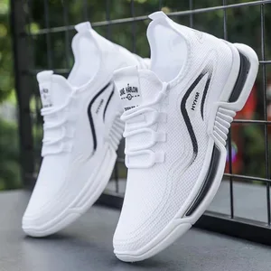 Men's Summer New Sports Fashion Shoes Non-Slip Casual Running Breathable Fly Woven Comfortable Small White-Foreign Trade