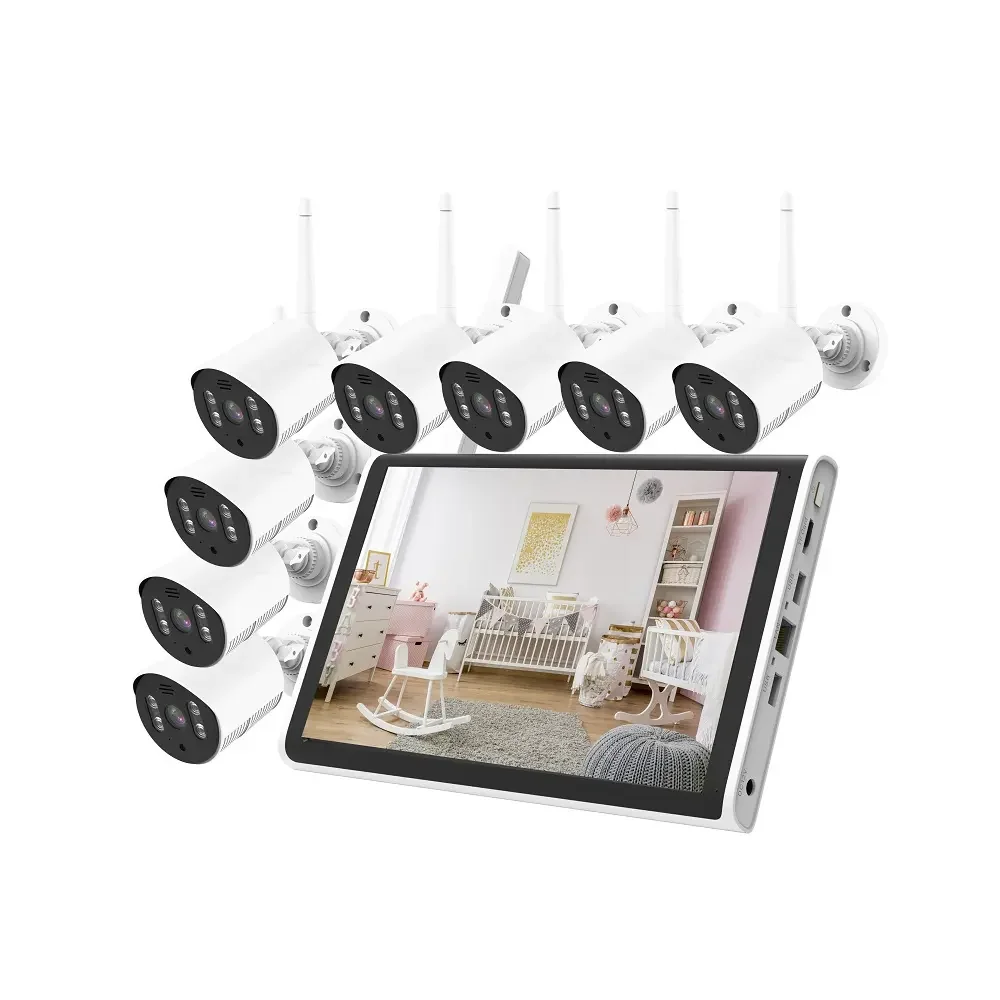 10.1inch Integrated Screen Machine 8CH Wireless NVR Security Outdoor Camera WIFI System Kit Monitoring CCTV Audio Video Recorder
