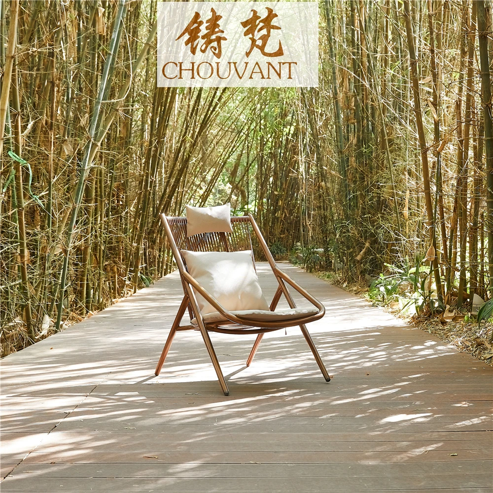 Modern outdoor patio beach hotel balcony lobby leisure sunshine aluminum alloy deck chair furniture three-piece set