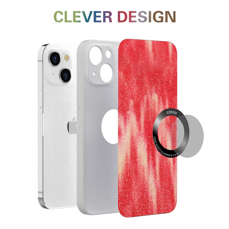 Wholesale New Design Logo display hole Flash powder Leather Mobile Phone Case Accessories Back Cover For iphone 13