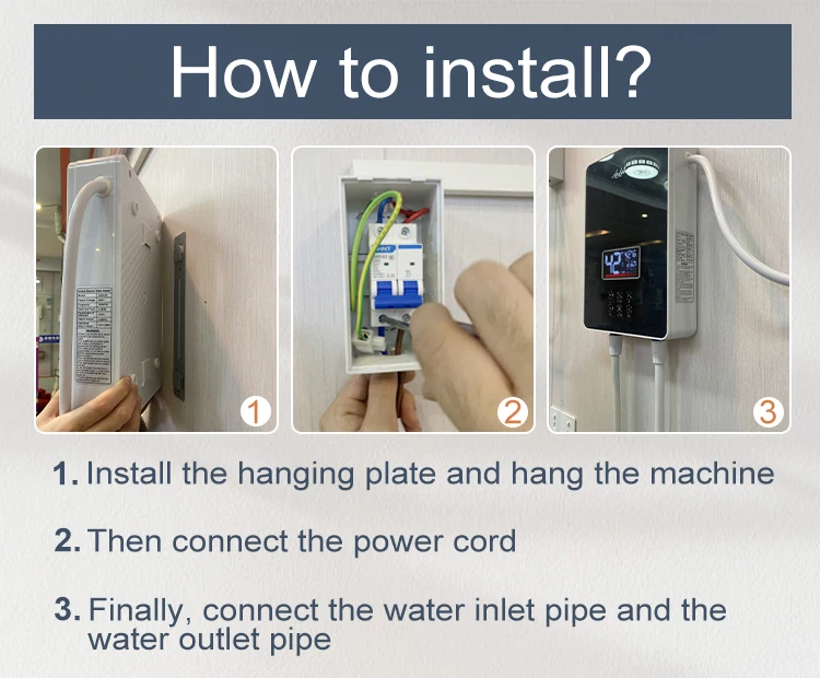 Touch Button Control Easy Installation Instantaneous Bathroom Tankless