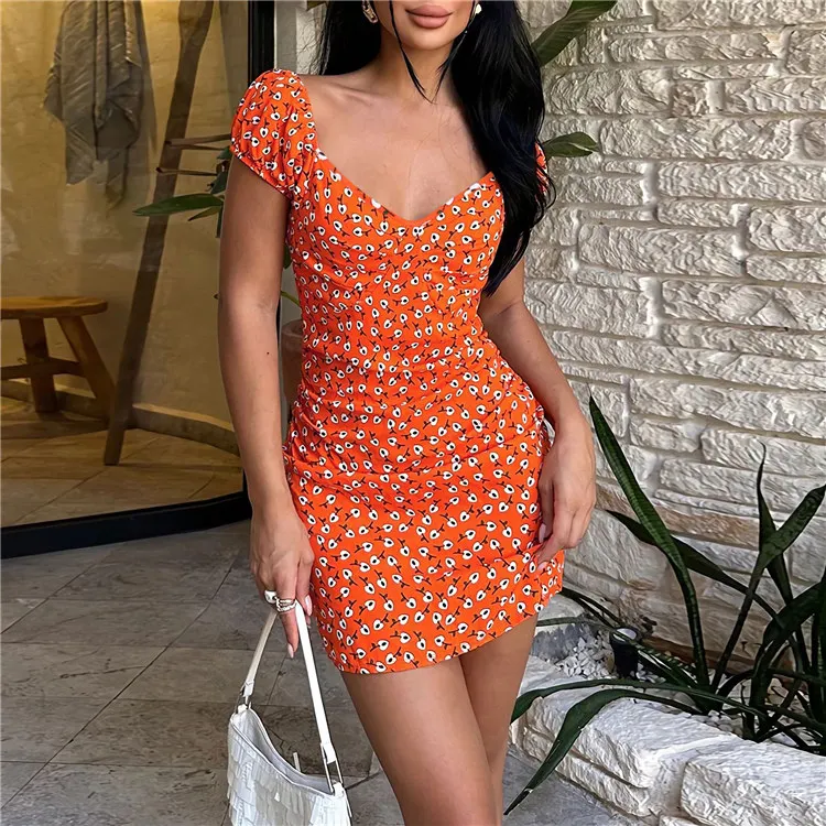 white christmas dresses Pink Floral Flutter Sleeve Mini Dress - Casual Dresses main image 1