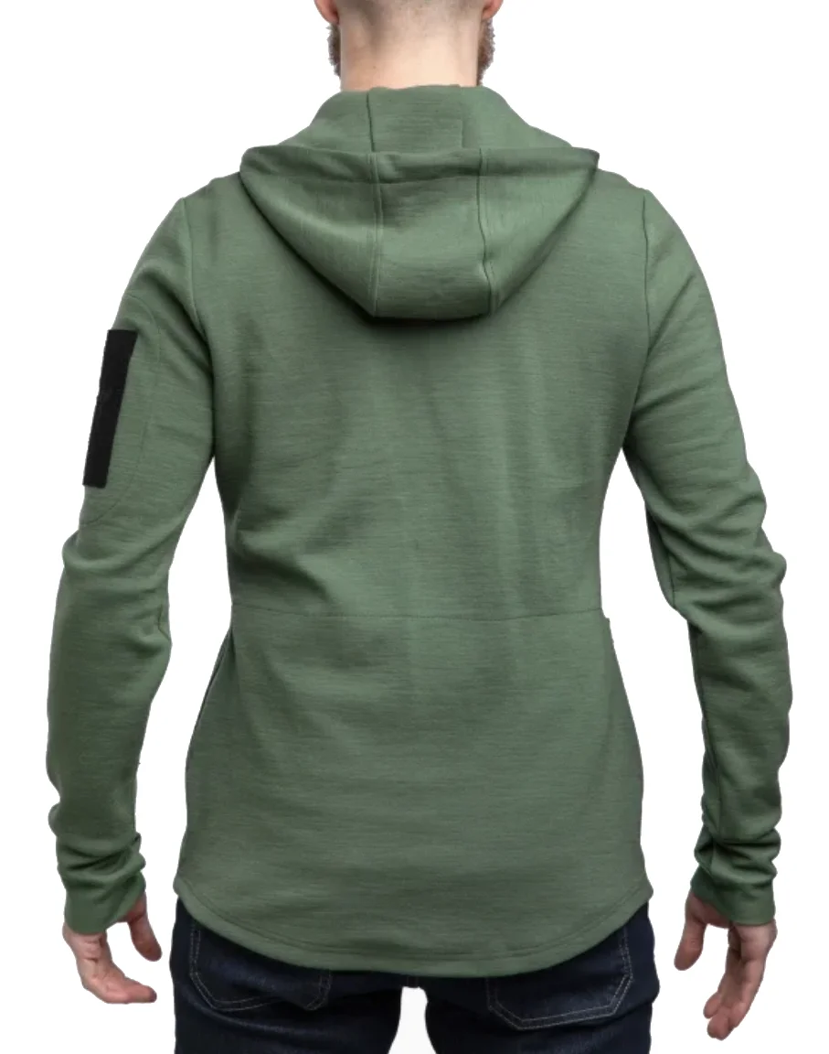 Mens Zip up Merino Wool Fleece Hoodie Coat With Thumb Holes Merino Wool Jacket