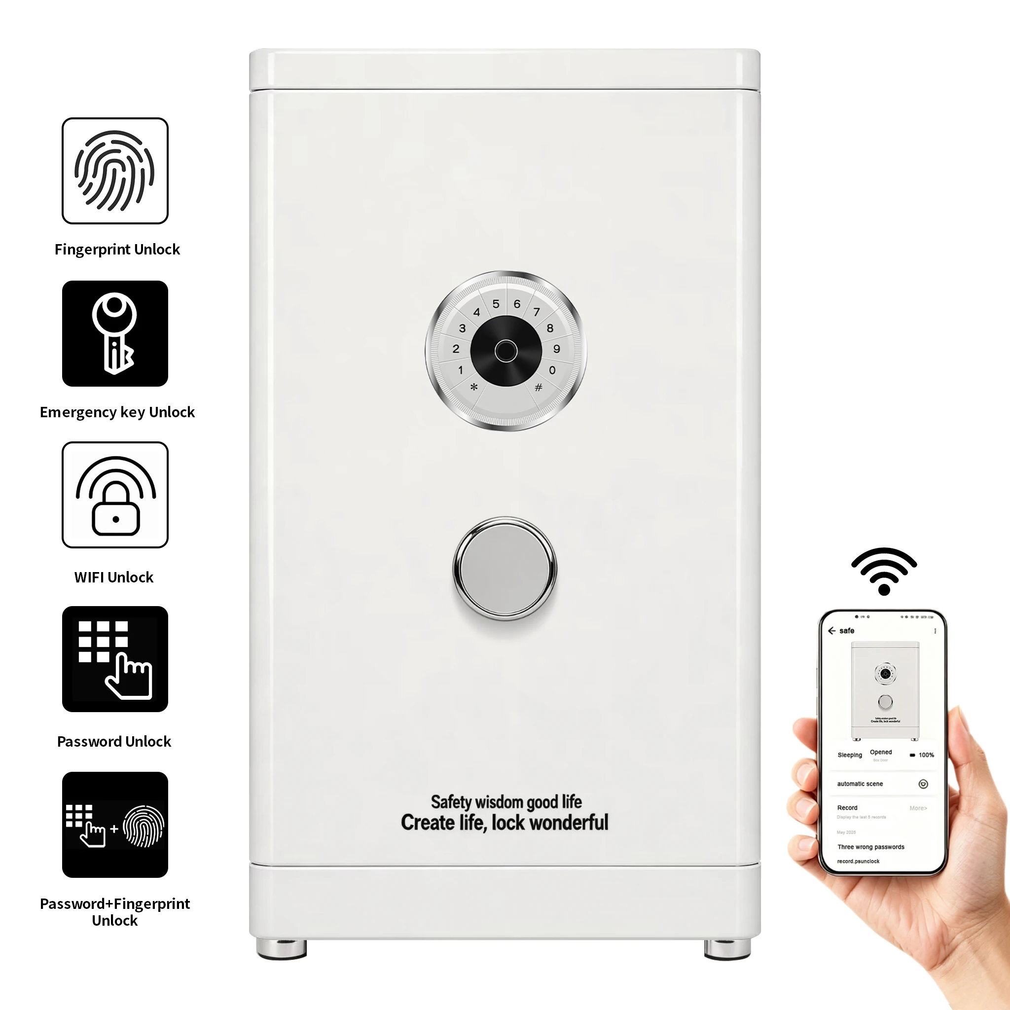 F1-800 CEQSAFE  Electronic Security Safes Heavy Duty Fingerprint Smart Safe Box with Emergency Anti-Theft Digital Lock Security Box