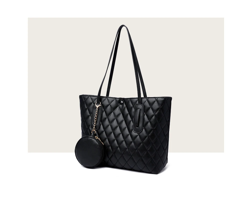 Fashion Cotton Large Outside Pocket Quilted Tote Bag For Women