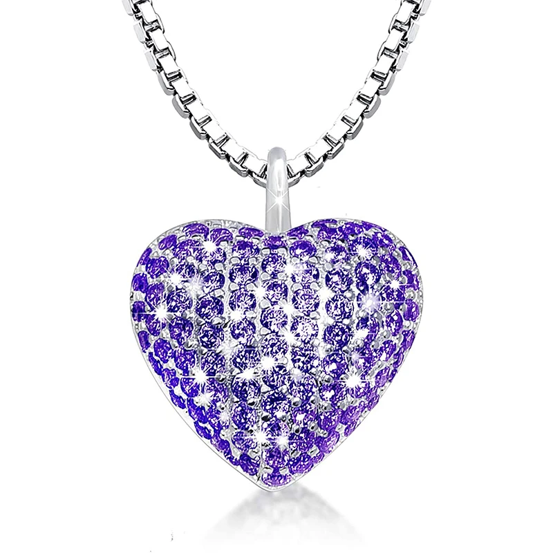 Fashion Cremation Necklace Heart Urn Pendant with CZ for Pet Dog Cat Human Ashes Keepsake Memorial Jewelry Gift for Women Men