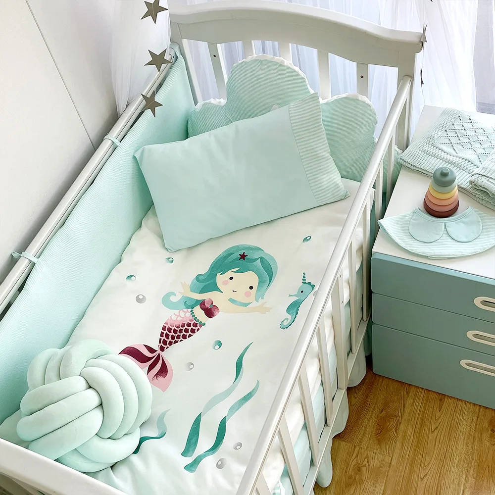 Customized New Born Baby Cot Bedding Sets Combo Blanket With Bumper And