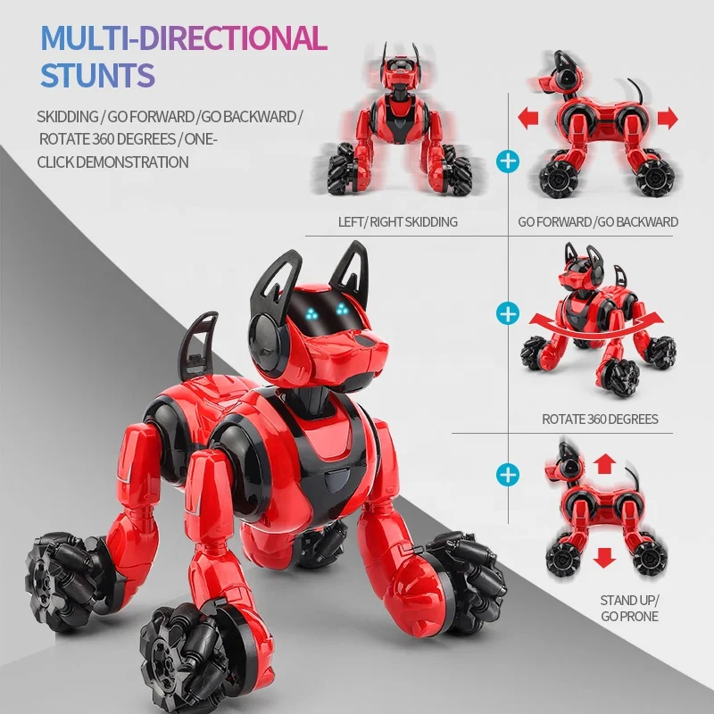 Kids 5CH Intelligent Robotic Electronic Watch and Gesture Control Stunt Rc Robot Dog Smart Toys for Sale