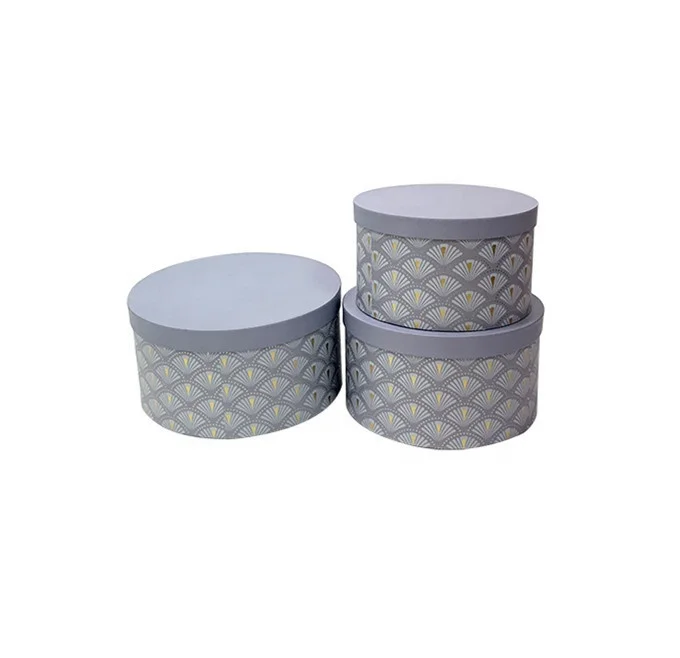 High Quality in Stock Printing Paper Cardboard Gift Box Rose Packaging Round Flower Box 3-piece Set Gift Packaging Box Set