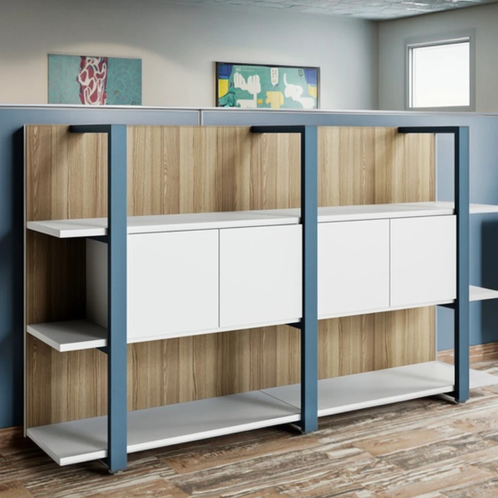 Premium Adjustable Office Storage Cabinet Modular File Storage Shelves Modern Business Furniture Solid Wood Frame Large Capacity 6