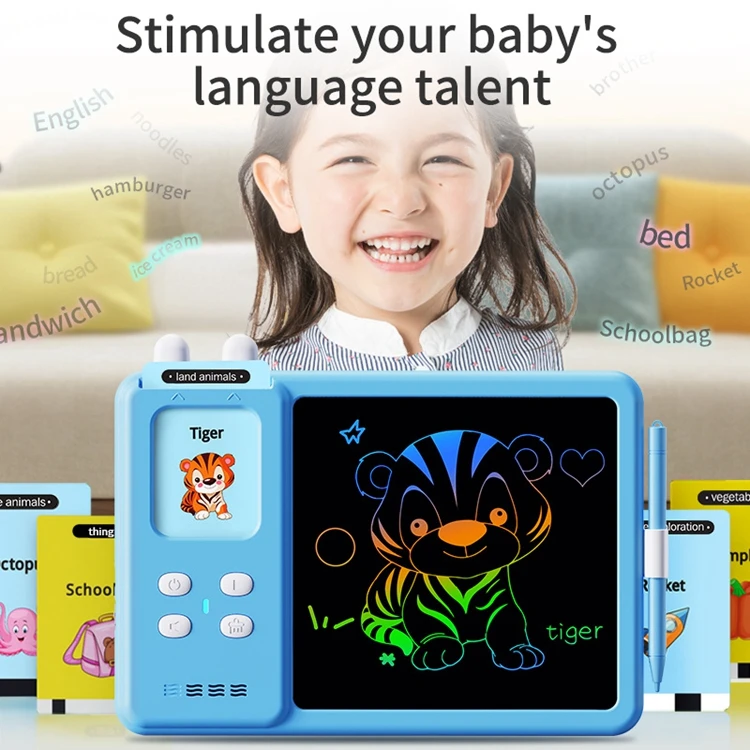 QINGTANG Talking Flashcards Machine Lcd Writing Tablet Toddlers Learning Educational Toys