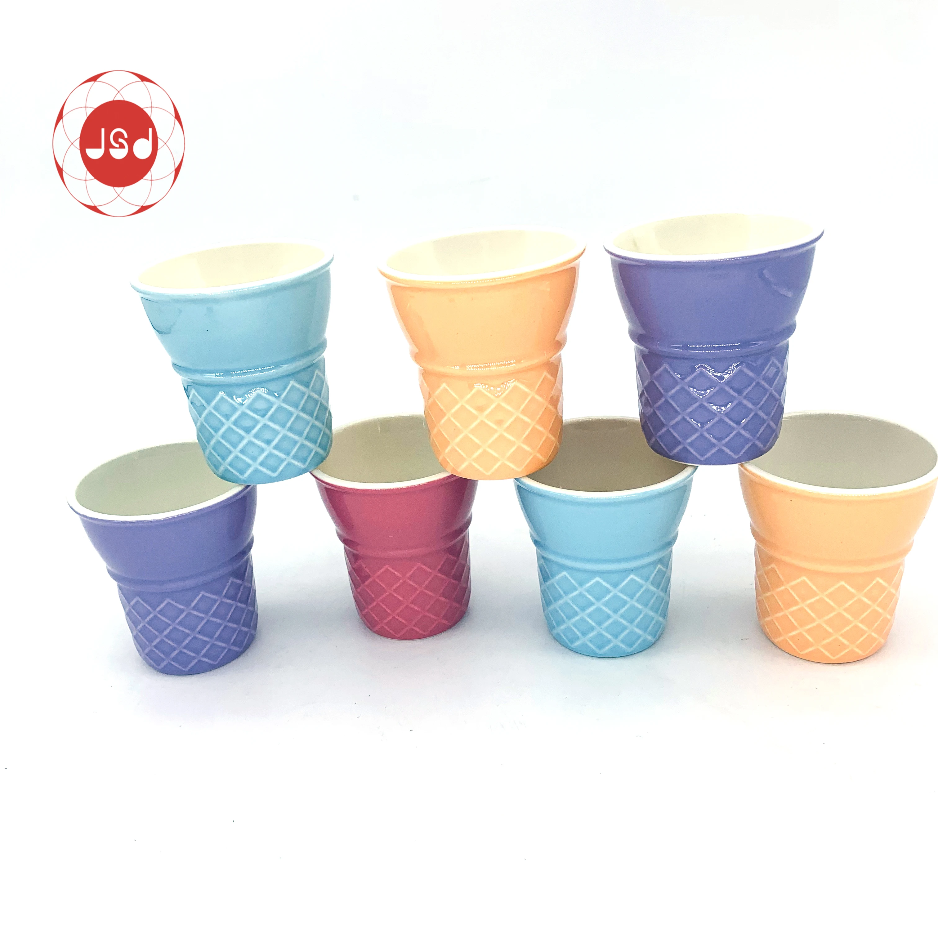 HOT Summer ICE CREAM CONE YELLOW/PINK ICE CREAM CERAMIC CUPS