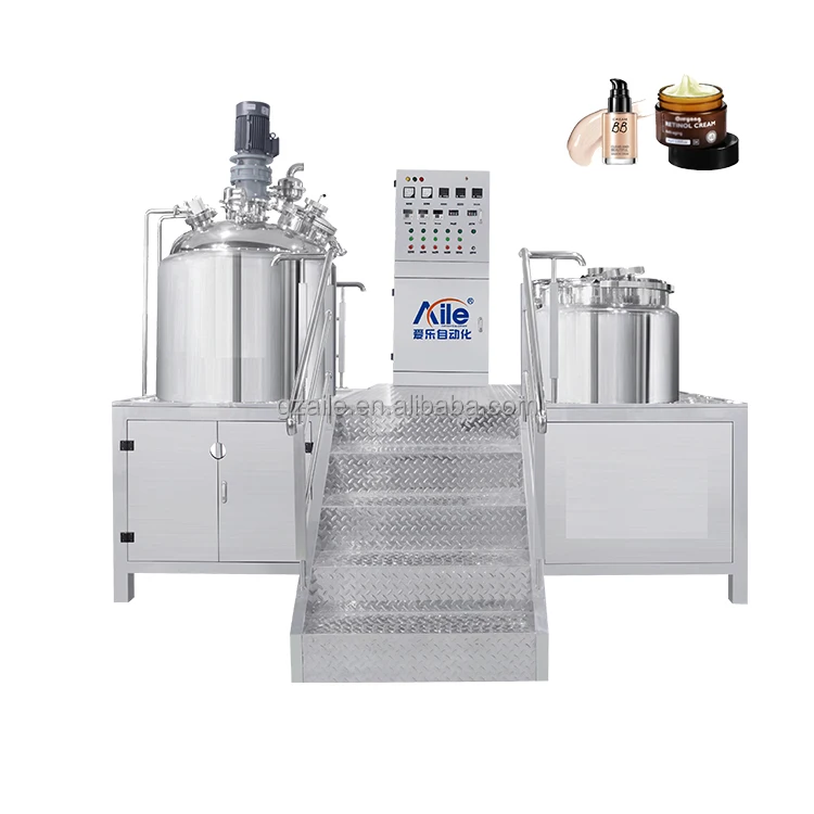 Immovable Vacuum Homogenizer Emulsifier with Optional Oil and Water Pan with Customized Sizes 50L 100L 500L